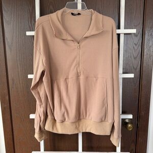 Tan Quarter-Zip Pullover size large